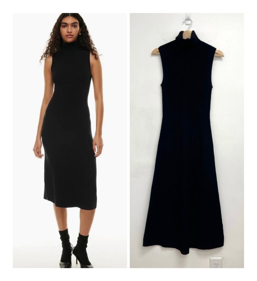 Wilfred Mimi Ribbed Knit Turtleneck Sleeveless Midi Chic Minimalist Dress Medium